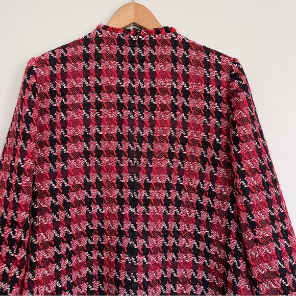 Chico's Houndstooth Tweed Open-Front Jacket Chicos 2 Size 12 - Picture 5 of 7